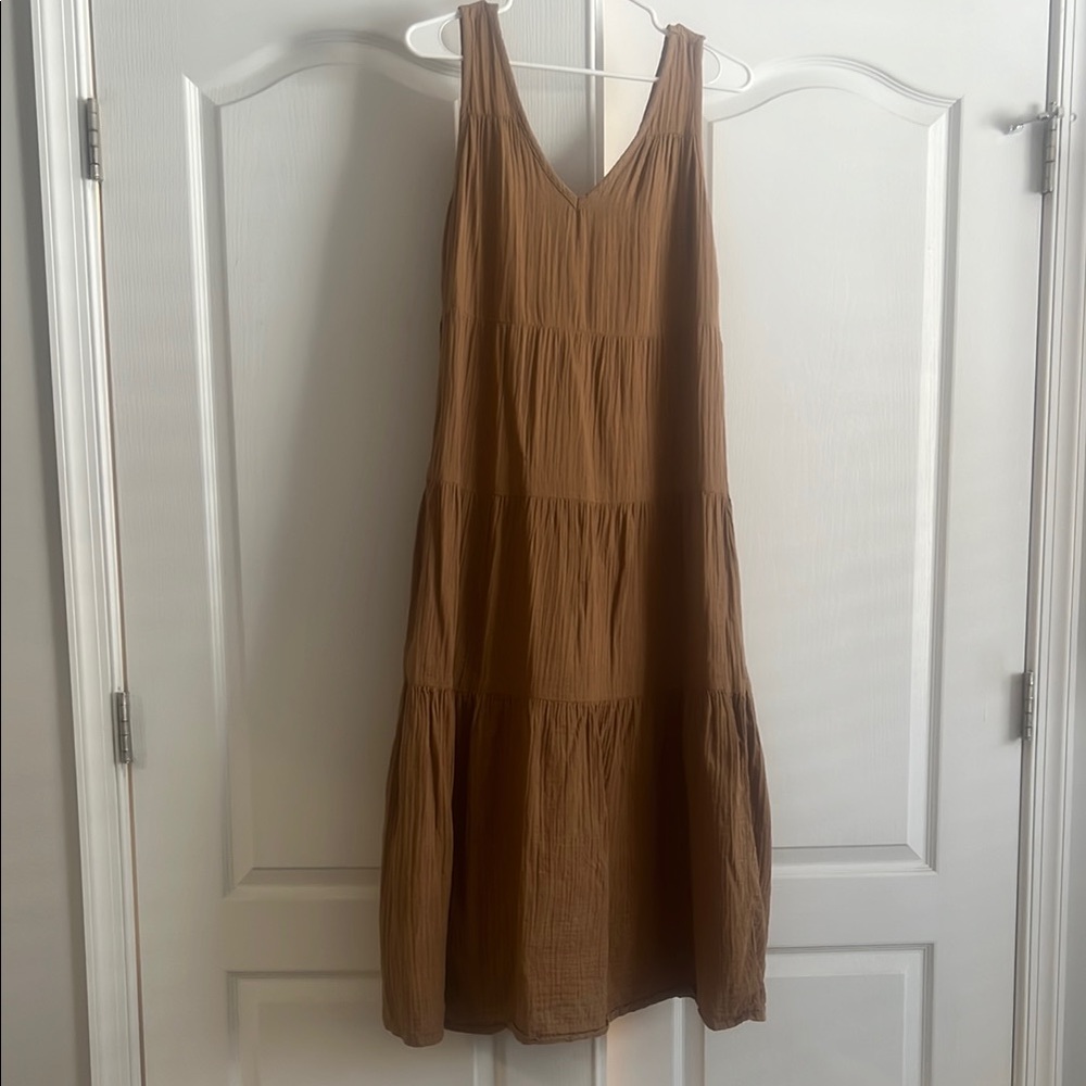 Quince Tan Sleeveless Maxi Dress
